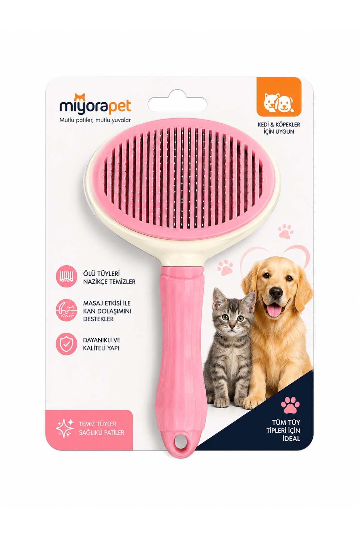 KEDİ TÜY TARAĞI BASMALI-PEMBE