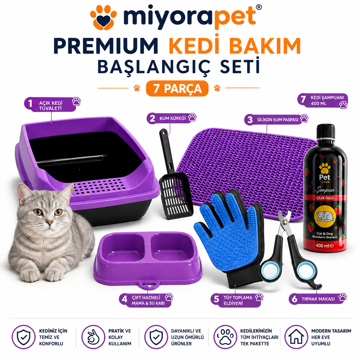 KEDİ PREMİUM SET ** 7 PARÇA